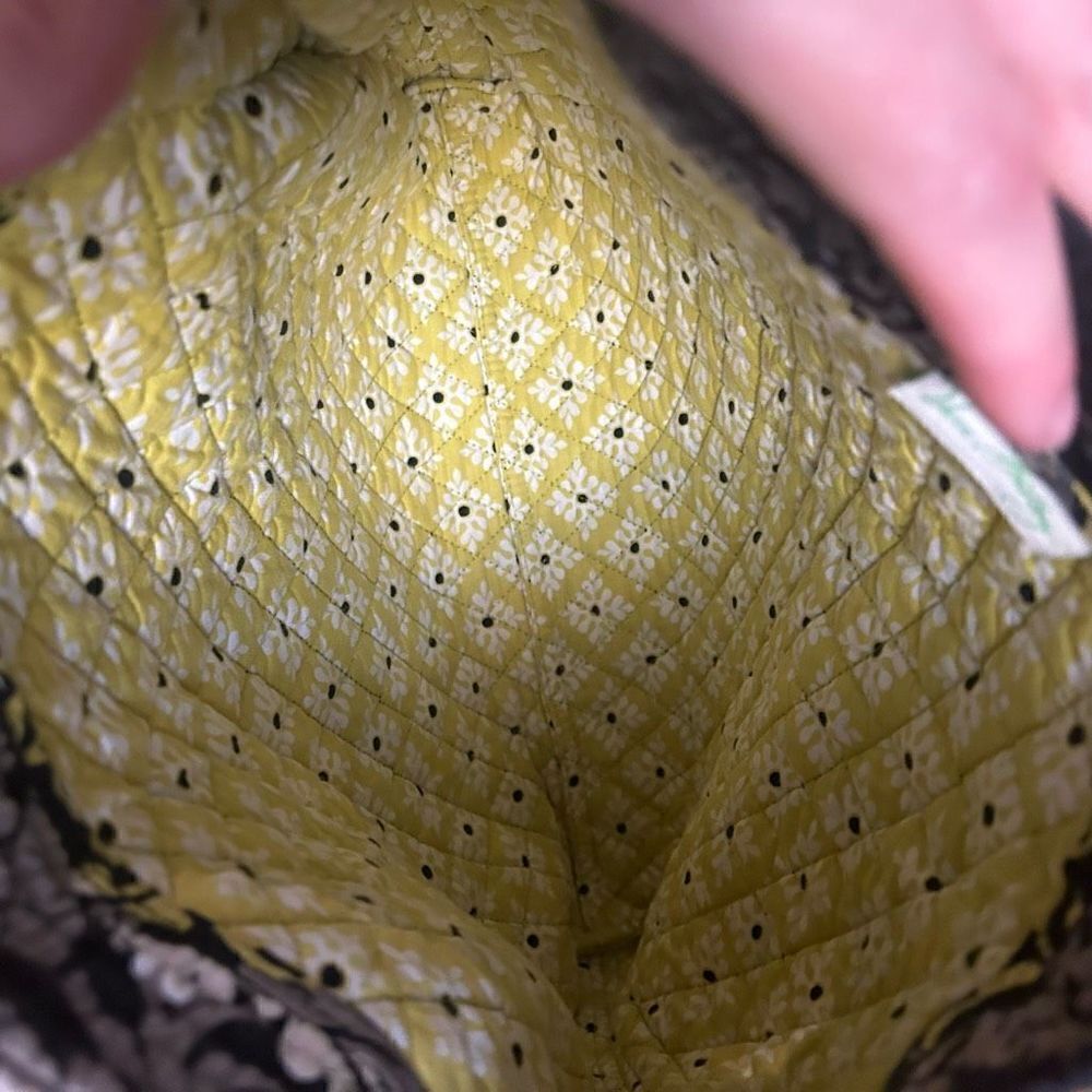 Vera Bradley Baroque Shoulder‎ Bag Purse Black Chartreuse Gray - Picture 4 of 7